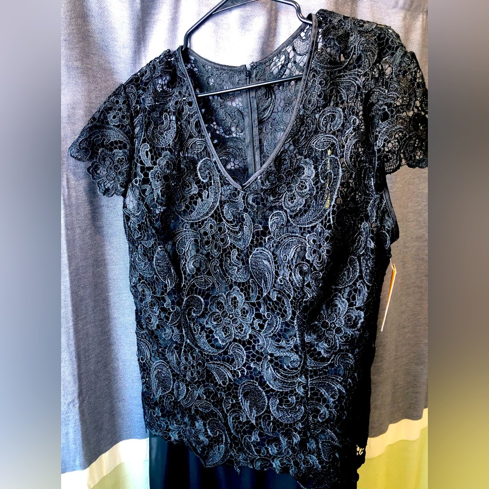 NWT NOX Anabel Mariana Black Lace Chiffon Dress